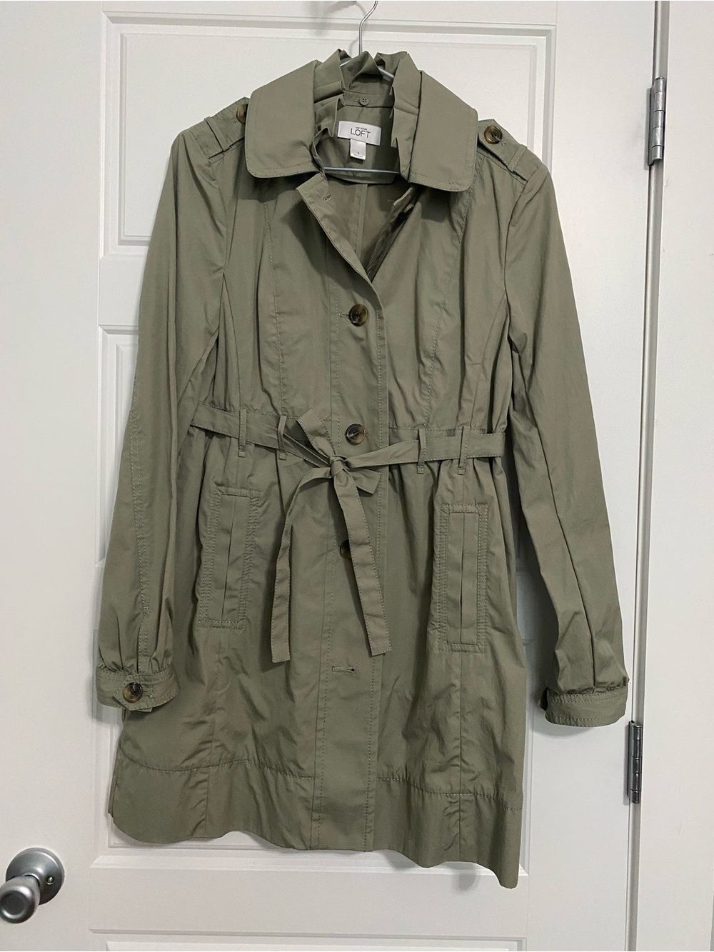 LOFT Olive Green Belted Trench Coat